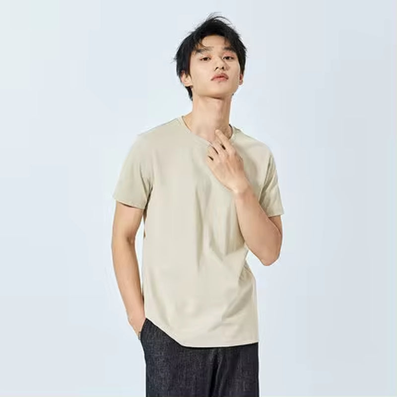 Summer Cotton T Shirts Men 2024 Simple O Neck Stretch Solid New Tops Clothing Casual Tshirt Man Streetwear Cool Tee Shirts