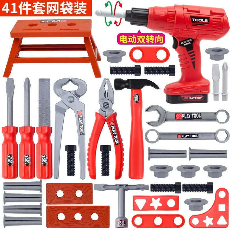 Maintenance Tools Engineer Simulation Children'S Toolbox Pretend Toy Electric Drill Screwdriver Tool Kit Play Box Set for Kids