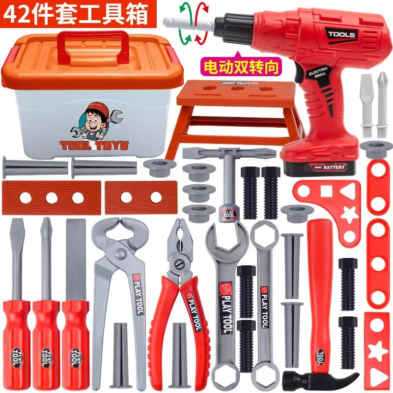Maintenance Tools Engineer Simulation Children'S Toolbox Pretend Toy Electric Drill Screwdriver Tool Kit Play Box Set for Kids